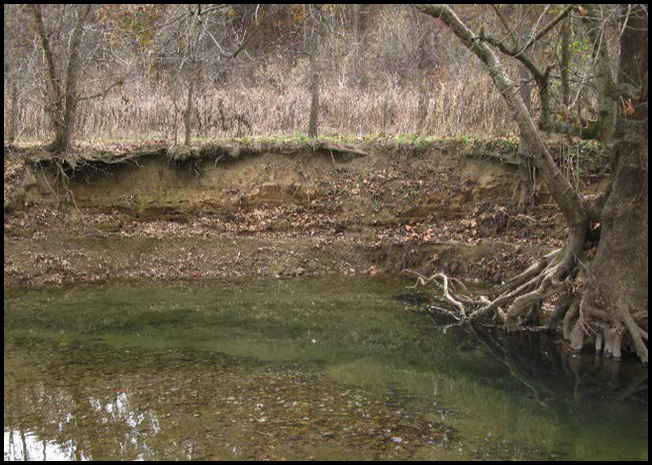Prior to construction: Steep and eroding banks at Glade Creek 