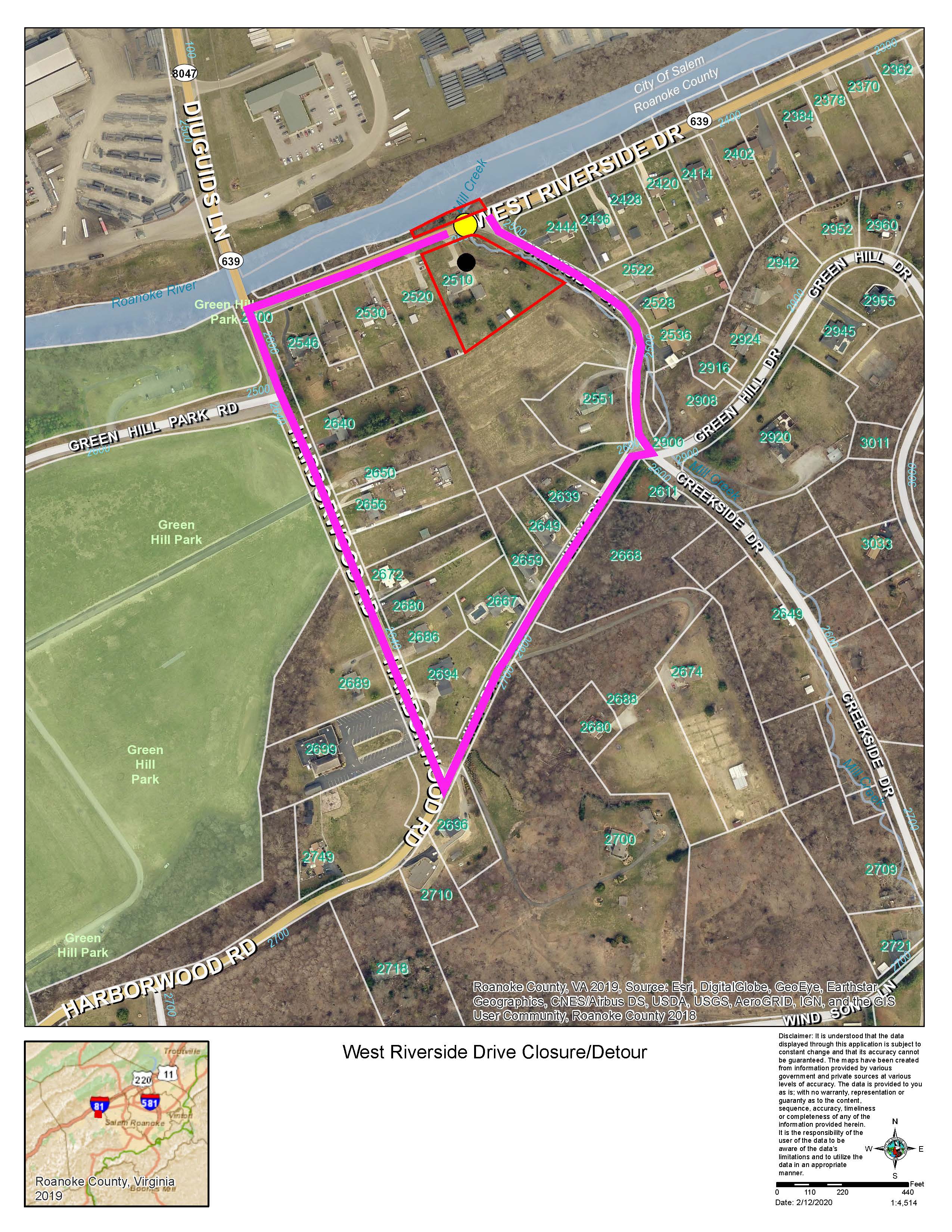 West Riverside Bridge Replacement Location and Detour Map