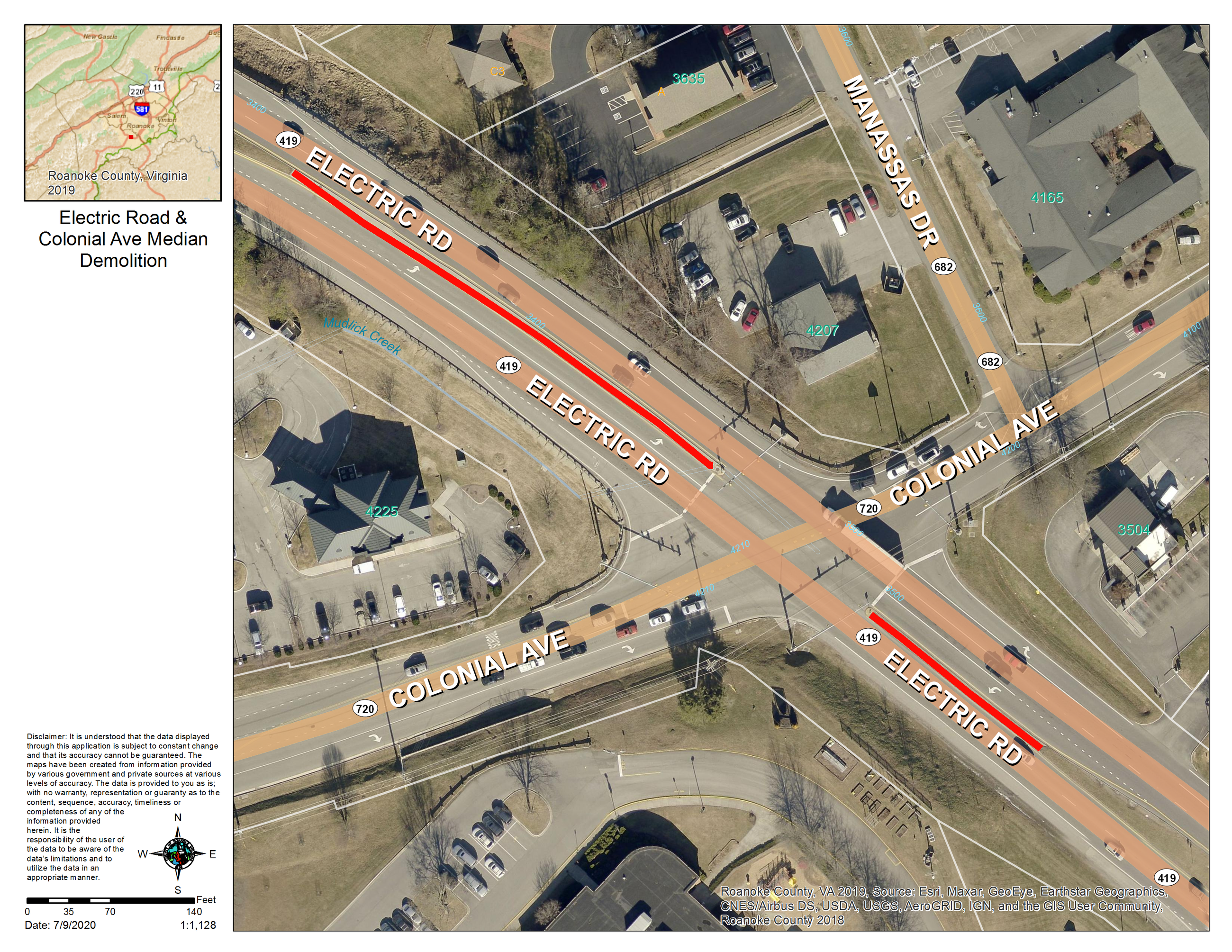 Electric Road and Colonial Avenue Project Map
