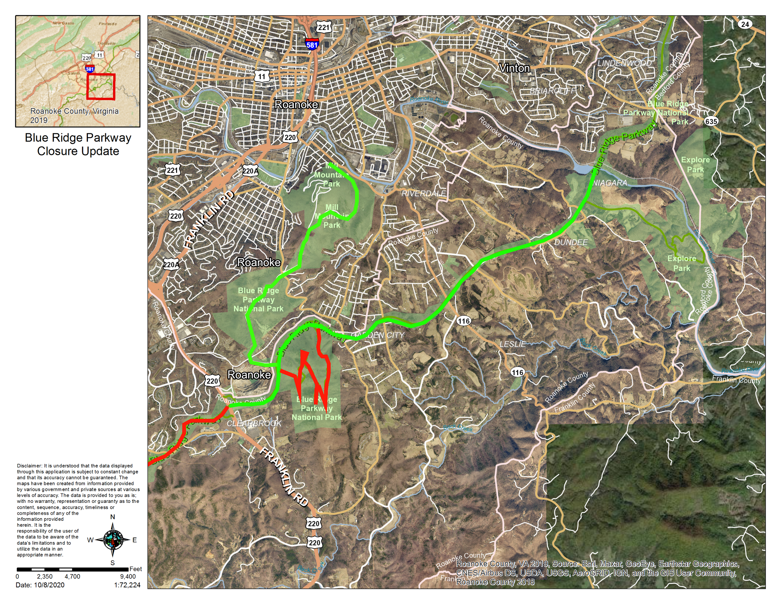 Blueridge Parkway Closure Update Map