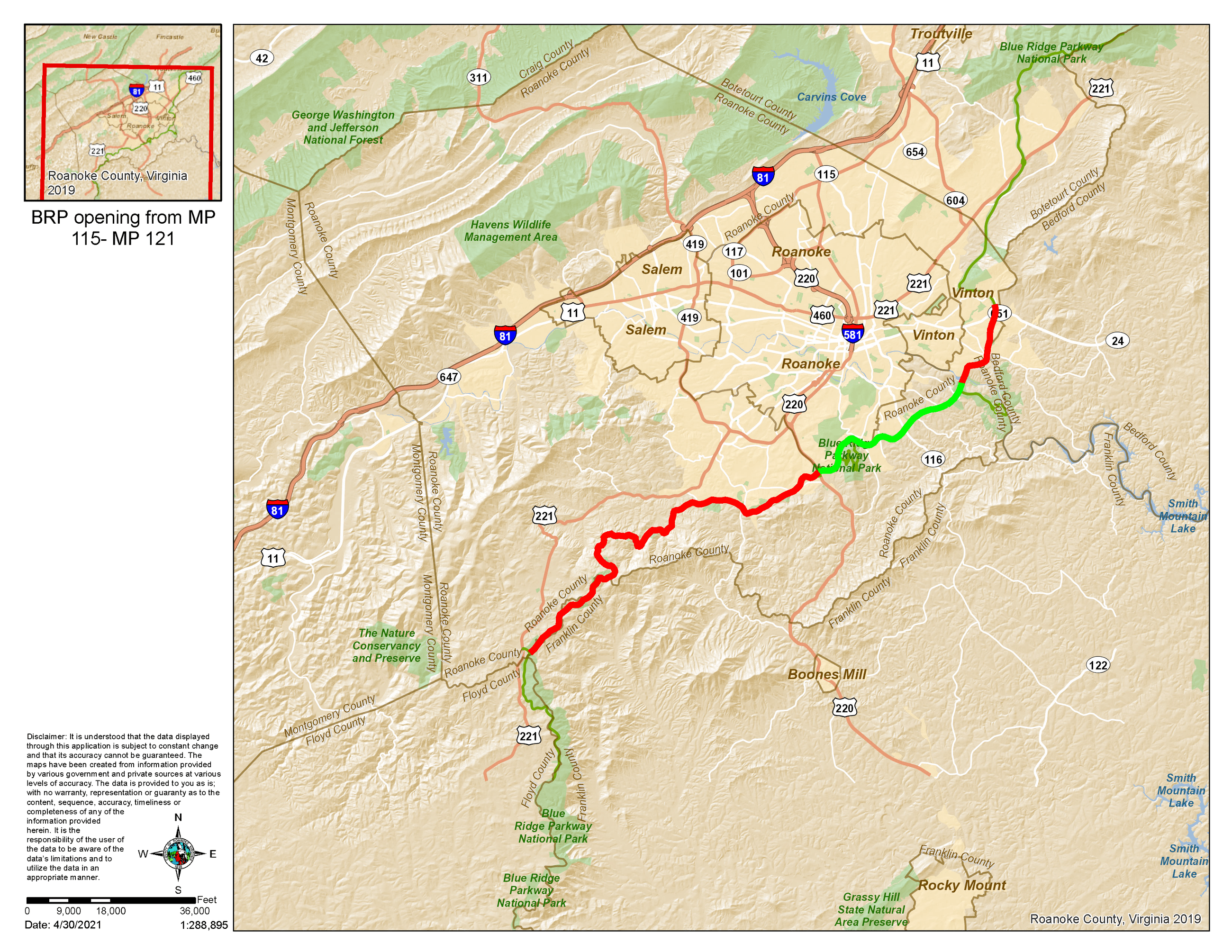Blue Ridge Parkway Closure Map 