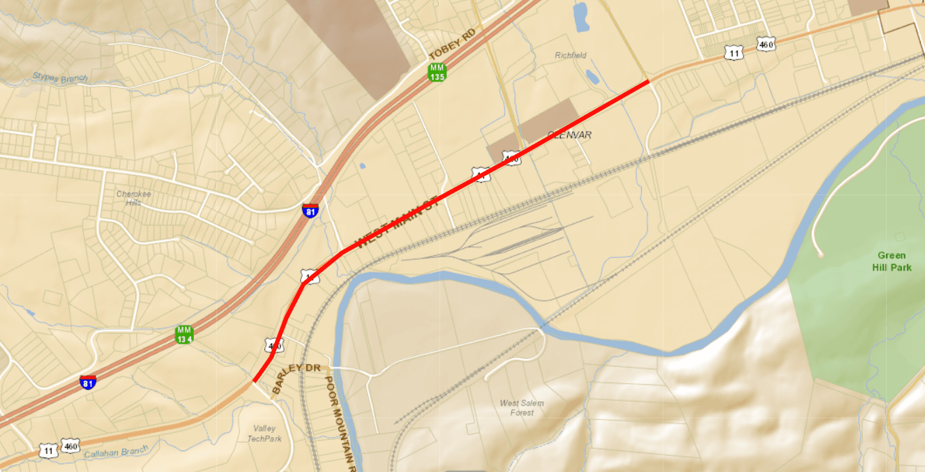 West Main Street Closure Map