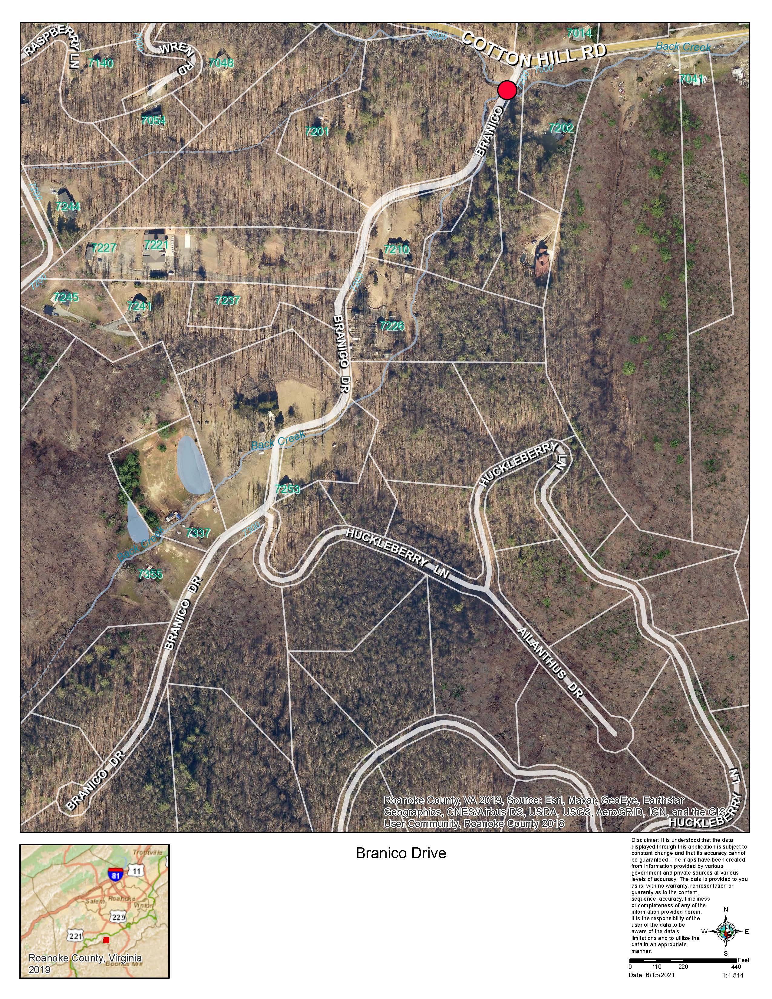 Branico Drive Bridge Closure Map 6-15-21