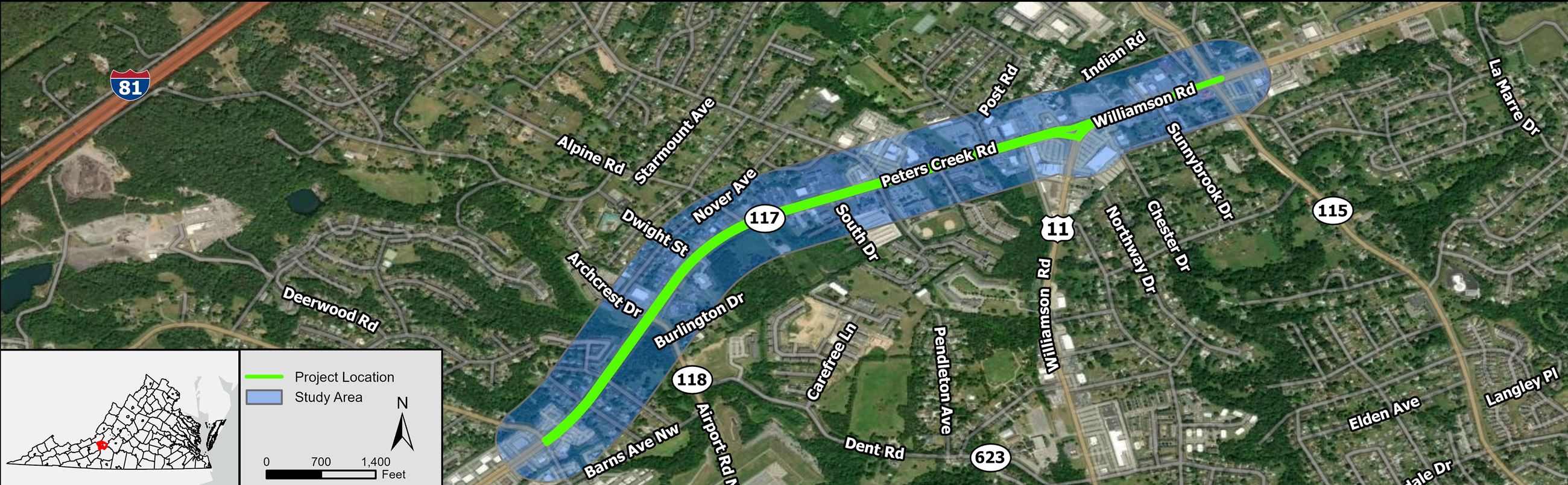 VDOT Map of Peters Creek and Williamson