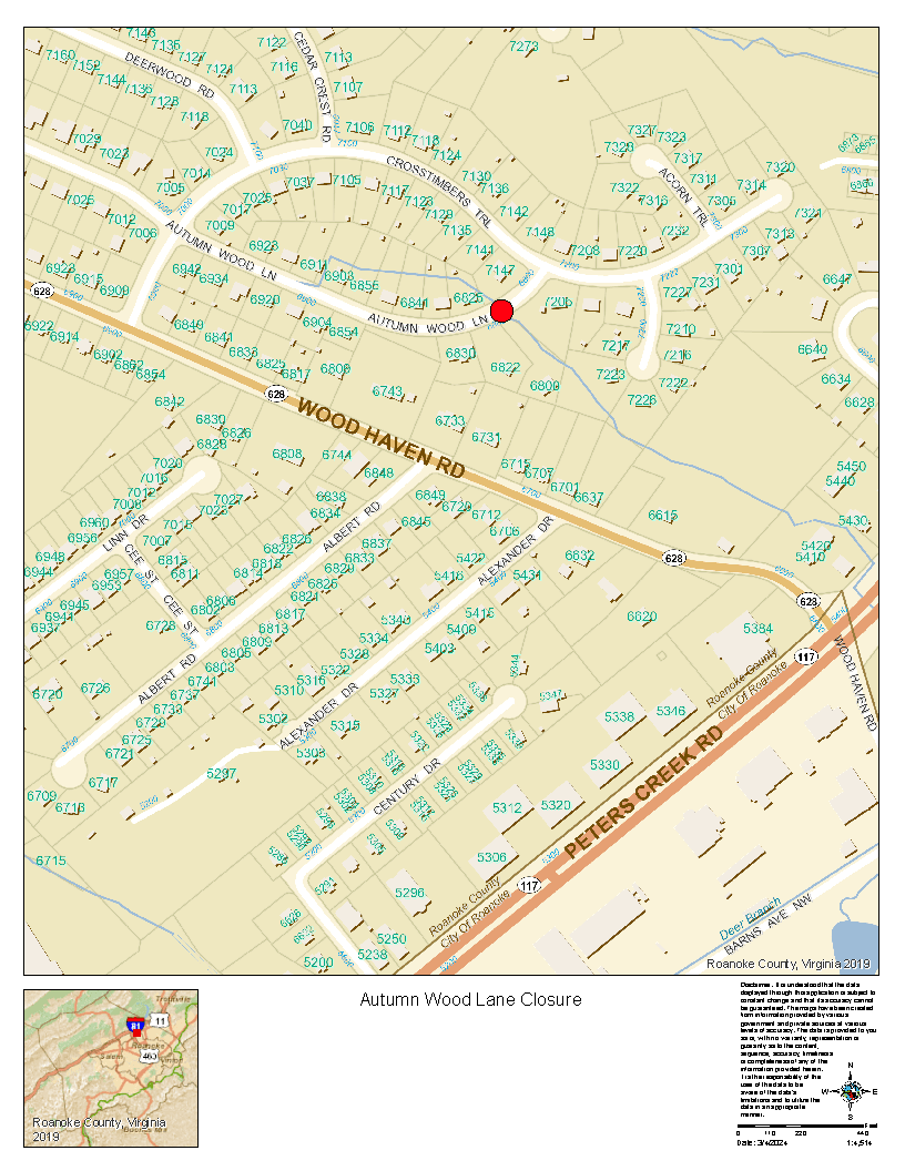 Autumn Wood Lane closure map