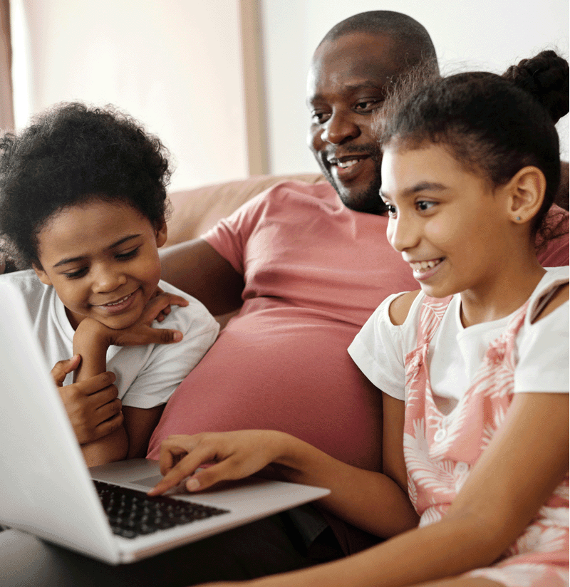 Foster Family with Computer
