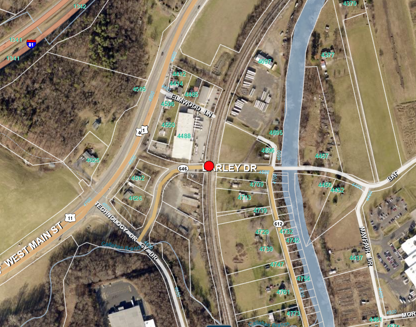 Map showing the location of a closure on Barley Drive