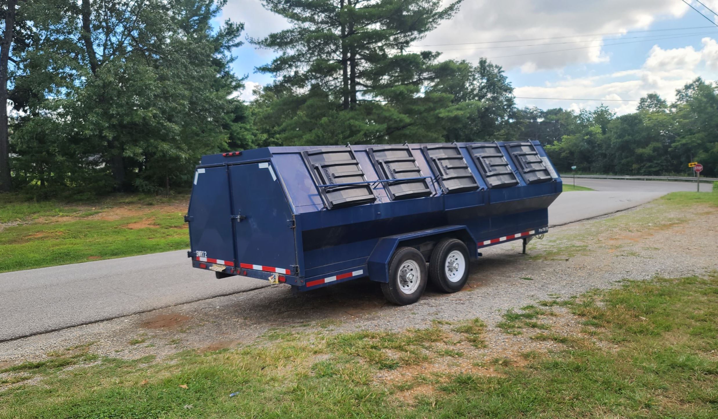 Recycle Trailer - Glenvar - on Gravel Shoulder in Front of Tennis Courts