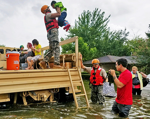 Texas National Guard soldiers assist residents affected Hurrican Harvey, Aug. 27, 2017. National Guard photo by Lt. Zachary West